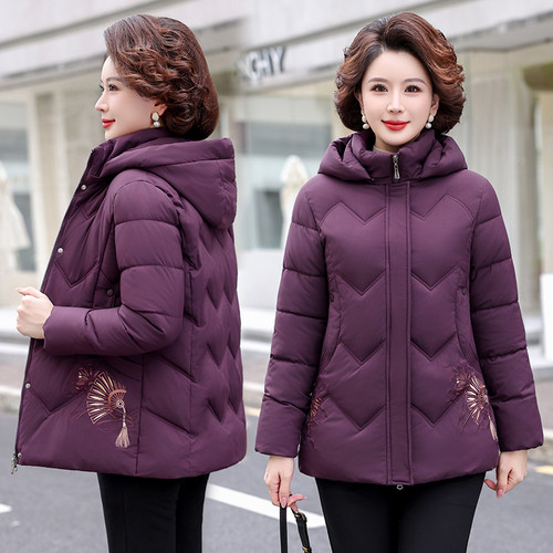中年妈妈冬装国风2025加绒羽绒棉服新款洋气中老年女加厚棉袄外套
