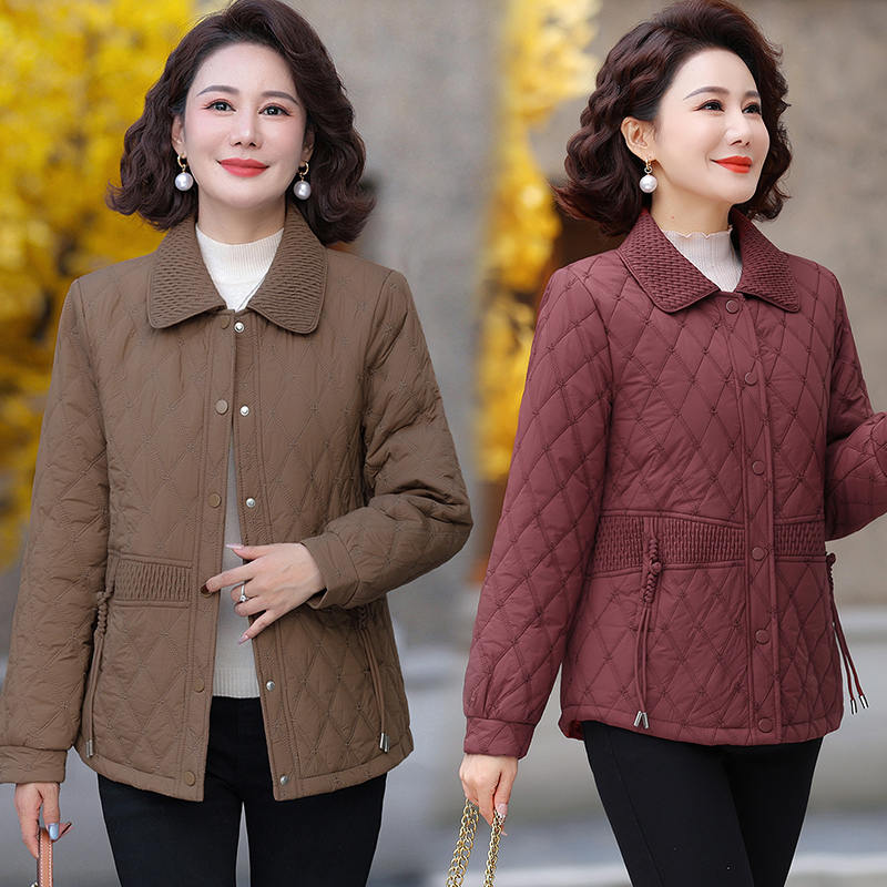 洋气妈妈冬装夹棉外套加绒棉衣女2025新款中老年时尚大码短款棉袄