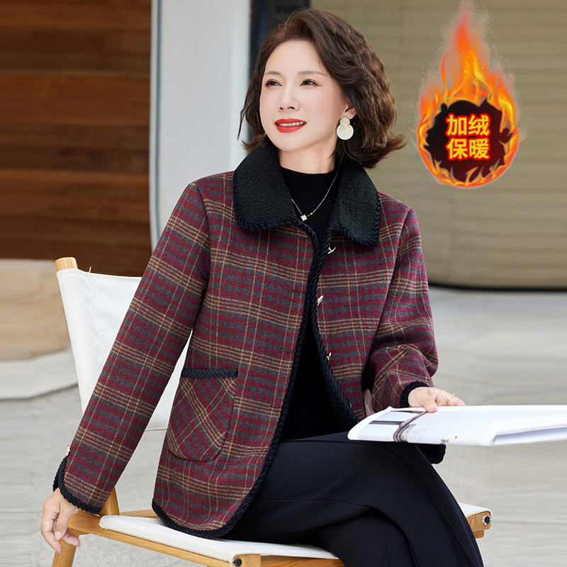 妈妈秋冬短款水貂绒外套2025新款棉衣中老年女装加绒洋气毛呢上衣,女装/女士精品,常规大码外套,淘宝优惠券,粉丝福利购,淘宝优惠卷
