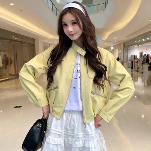 韩系时尚立领短款显瘦外套女装2026春季新款机车服百搭夹克上衣潮