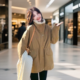 棉衣加厚加绒保暖派克服棉袄女 棉服外套女牛仔中长款 2025冬季 新款