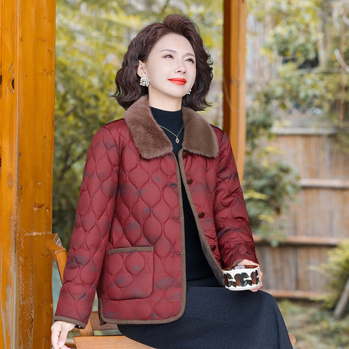 妈妈冬装羽绒棉服短款外套2025小棉袄加绒加厚中老年女装保暖棉衣