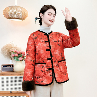 妈妈冬装 保暖小棉袄中老年国风棉衣外套 洋气加绒加厚棉服2025女装