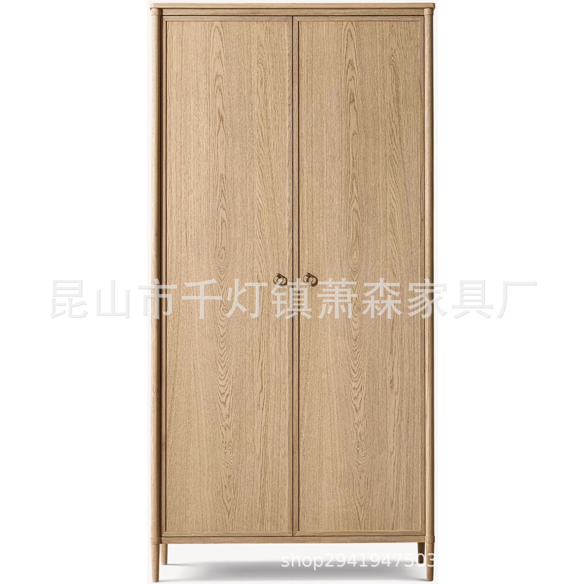 RH美式实木玻璃双门展示柜