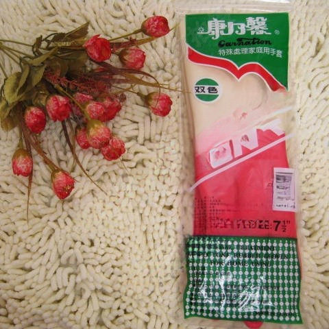 ?厨房洗衣服洗碗橡胶冬耐用清洁家务 台湾康乃馨手套12双批发