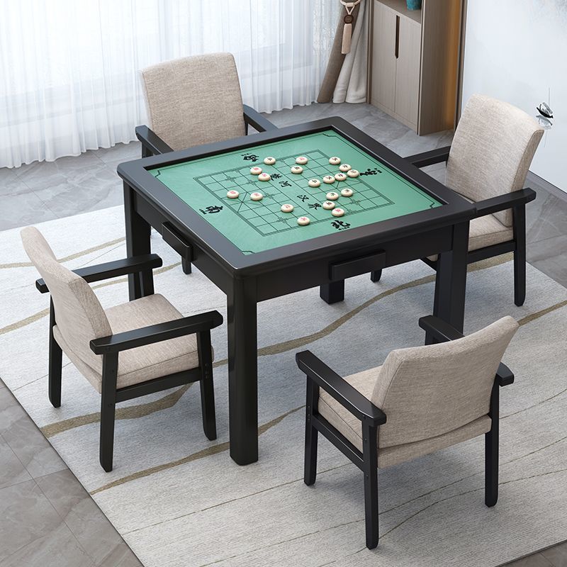 实木麻将桌简易家用四方桌活动室手搓象棋扑克桌麻将掼蛋桌椅组合