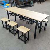 供应工厂员工四人餐桌椅简约学校食堂大排档挂凳餐桌椅组合