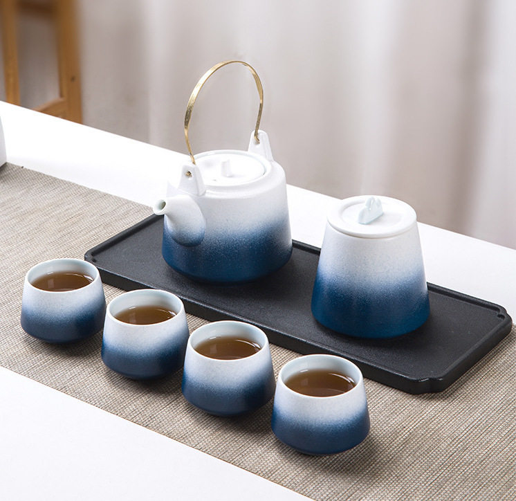 陆宝日式渐变茶具套装陶瓷创意现代简约功夫家用泡茶茶杯
