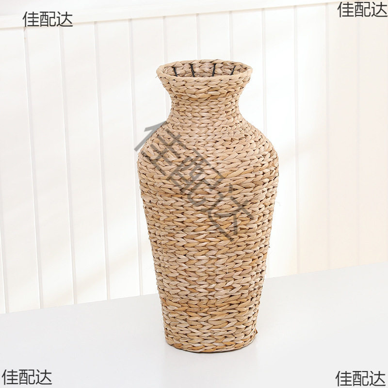 手工编织绳花瓶摆件插干花绢花编织花器客厅餐厅橱窗防摔摆件