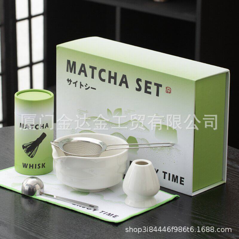 抹茶七件套 抹茶碗陶瓷日式打抹茶用套装茶筅竹子抹茶刷百本