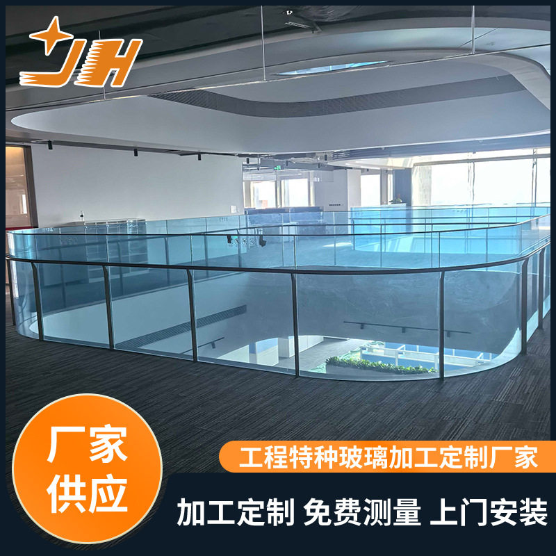 栏杆玻璃工程商场304玻璃楼梯扶手景区护栏钢化玻璃栏杆厂家定制