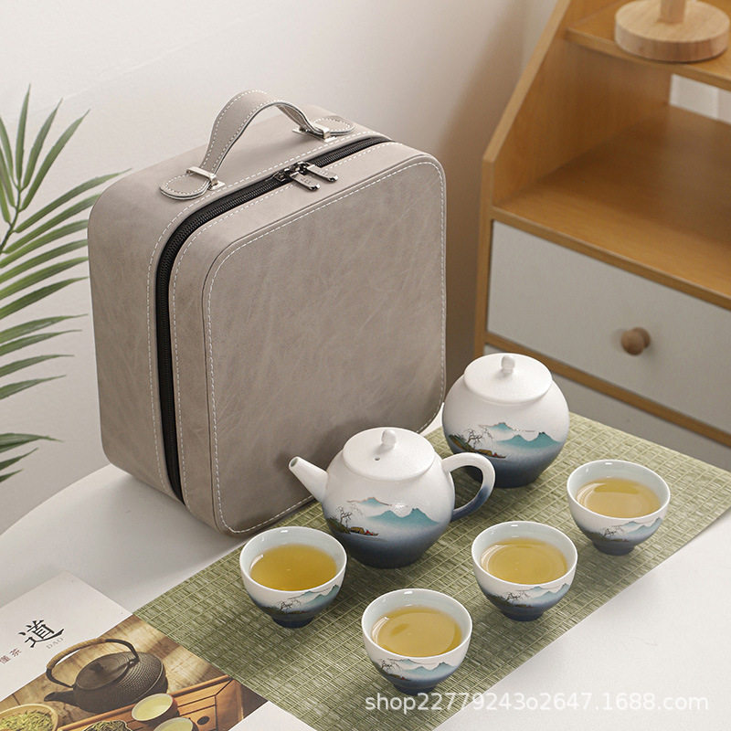 便携式旅行茶具小套装随身户外泡茶壶茶杯单人一壶四杯茶罐快客杯