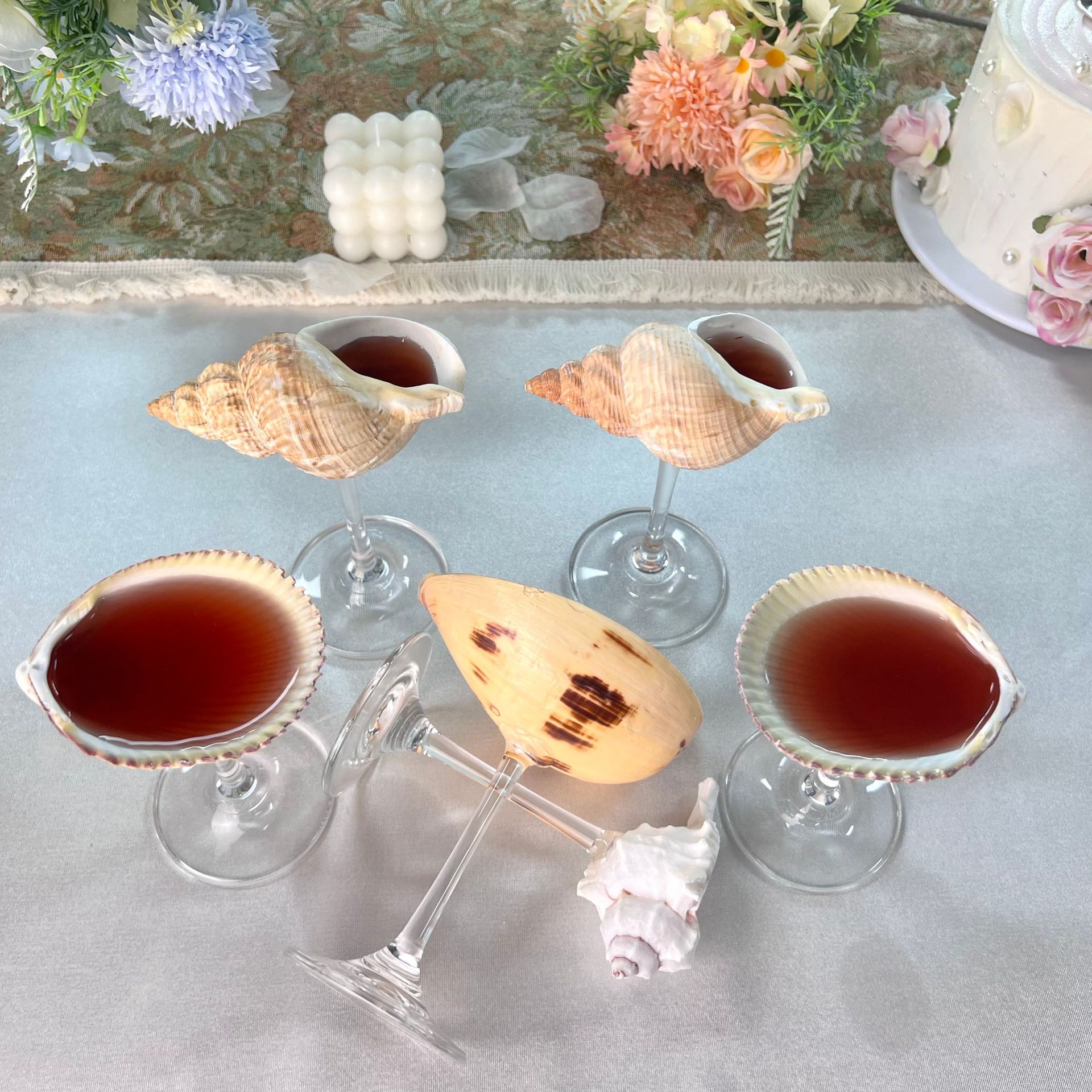 手工海螺杯马提尼贝壳酒杯海螺贝壳高脚杯2025创意海滩工艺品礼物