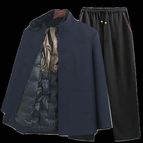 男士唐装中国风加厚中式羽绒服中老年人爸爸冬装生日过寿爷爷外套