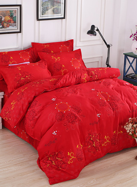 大红色被套单件1.5m1.8米单人床夏季加厚磨毛200x230双人被罩学生