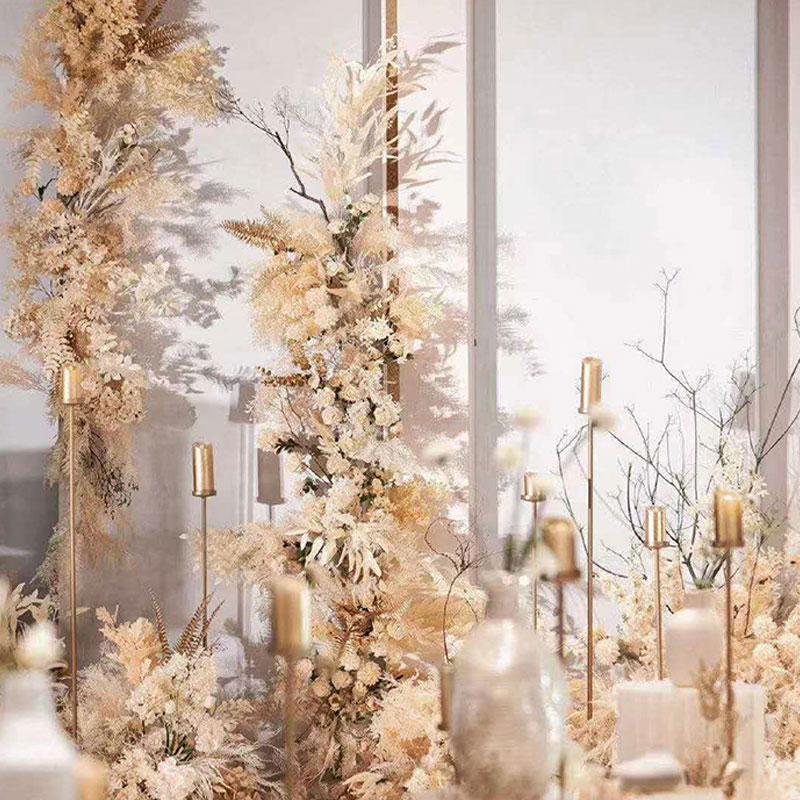 新款婚庆道具铁艺烛台婚礼t台装饰路引舞台摆件烛台路引铁艺花器