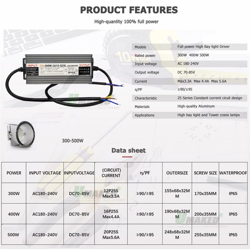 25串LED塔吊灯防水驱动电源防雷建筑之星配件300W400W500W塔吊电