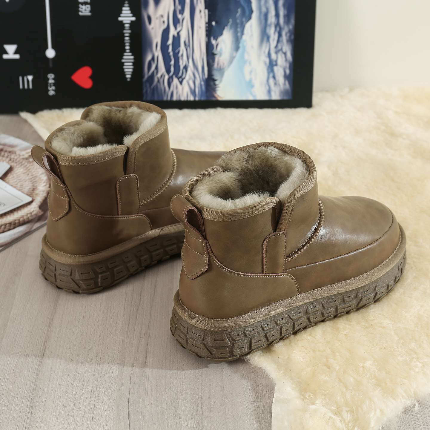 男靴全羊毛雪地靴冬季新款棉鞋子