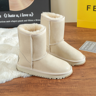 防寒皮毛一体靴女羊毛靴保暖棉鞋 防水雪地靴女中筒2025年冬季 新款
