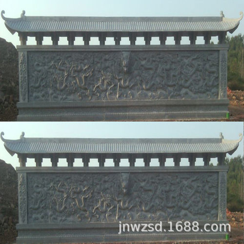 户外青石石雕屏风制作 石材加工浮雕屏风价格 石质龙纹屏风图片