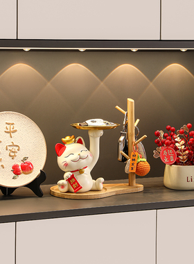 速发平安喜乐招迁猫收纳入户玄关摆件客酒厅柜装饰品乔财新居礼品