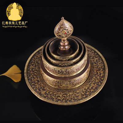 速发紫铜曼扎手工打花藏传佛 法宗密器教供具