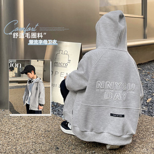 男童连帽外套2023春秋新款韩版童装上衣小童秋装卫衣开衫儿童