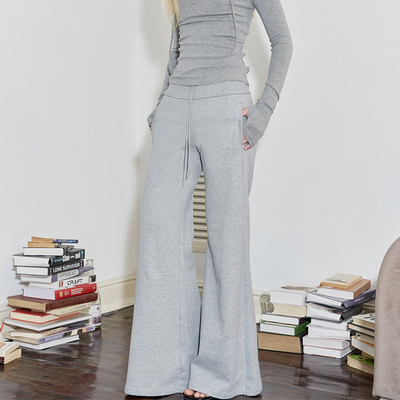 ANTIFORM背构 2025秋新款休闲灰色抽绳长裤运动显瘦女士微喇卫裤