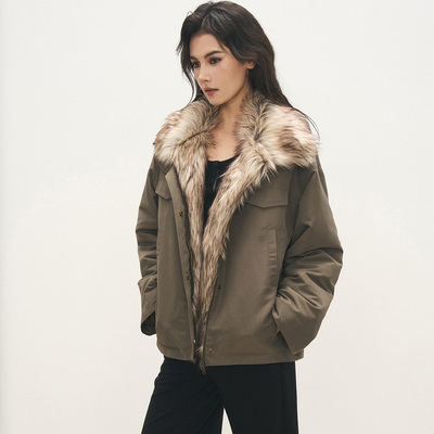 收腰显瘦毛领外套棉服2025秋冬新