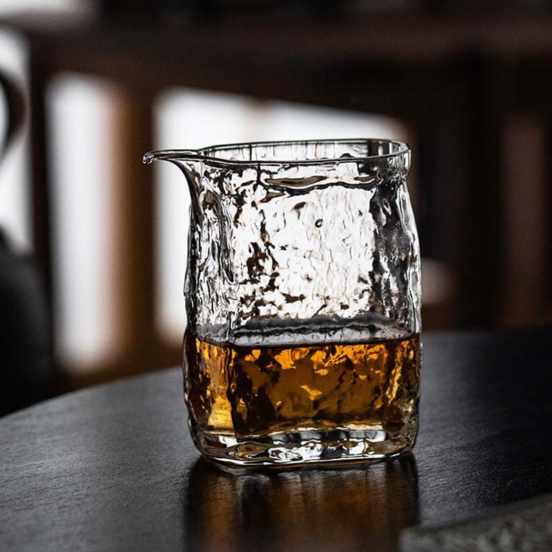 高硼硅玻璃冰川公道杯锤纹四方公杯加厚大号分茶器耐高温茶海茶具图片