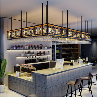 酒架吊柜吧台吊架挂杯架工业风酒吧悬挂餐厅装饰酒杯倒挂架置物架