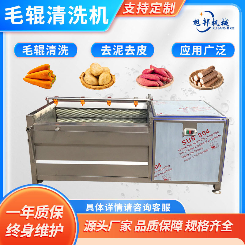 全自动土豆毛辊清洗机 萝卜红薯去皮清洗机 生姜莲藕脱皮清洗设备