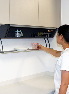 VASE柜底隐藏调味盒厨房吊柜下拉收纳调味调料铝合金拉篮烹饪物架