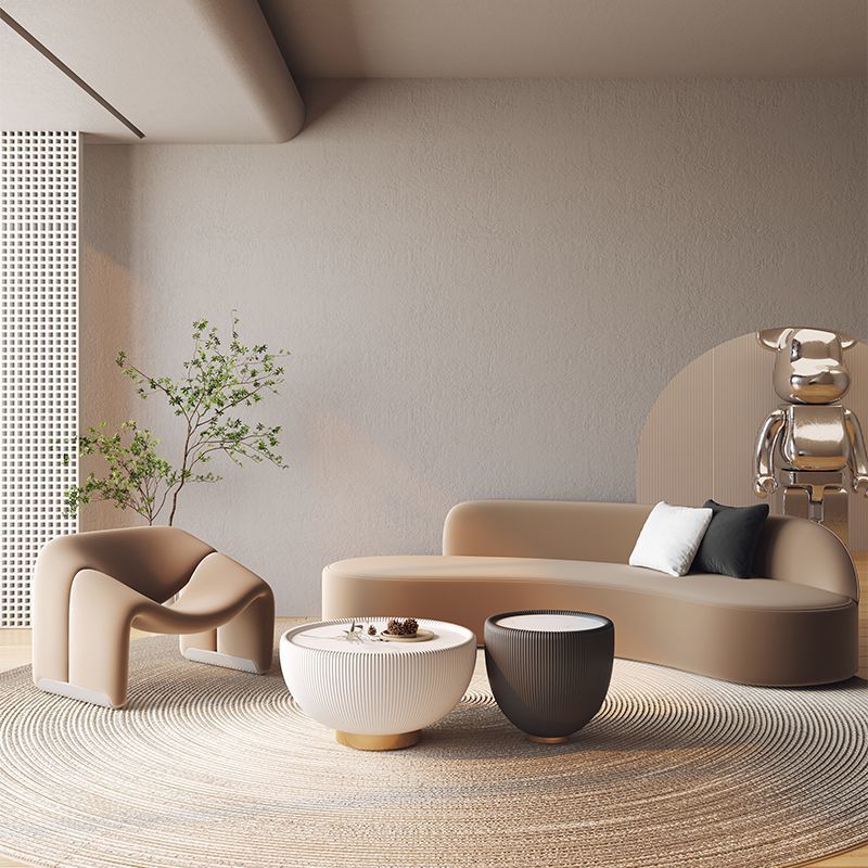 跨境外贸小户型异形办公室棕色酒店休息区接待美容院服装店弧形沙