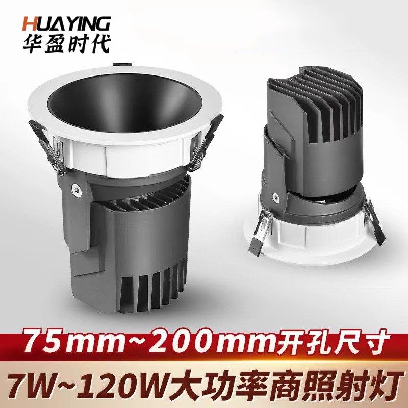大瓦数嵌入式射灯防眩光商用酒店大堂50W60W80W100WLED天花灯调光