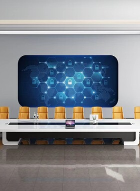 烤漆会议桌大型洽谈桌白色时尚长桌简约现代会议室办公桌椅组合