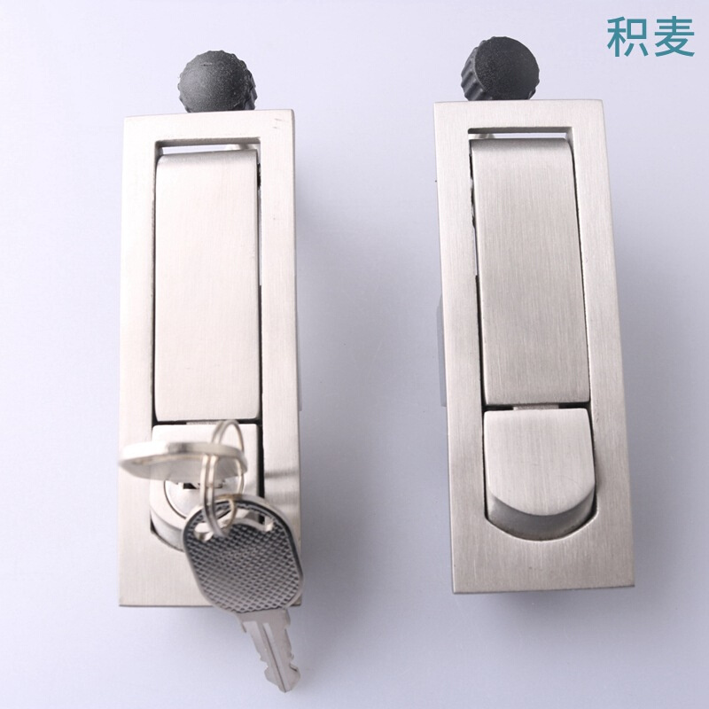 MS606-1-2不锈钢平面弹跳按钮锁机械锁 机柜门锁把手按压配电箱锁
