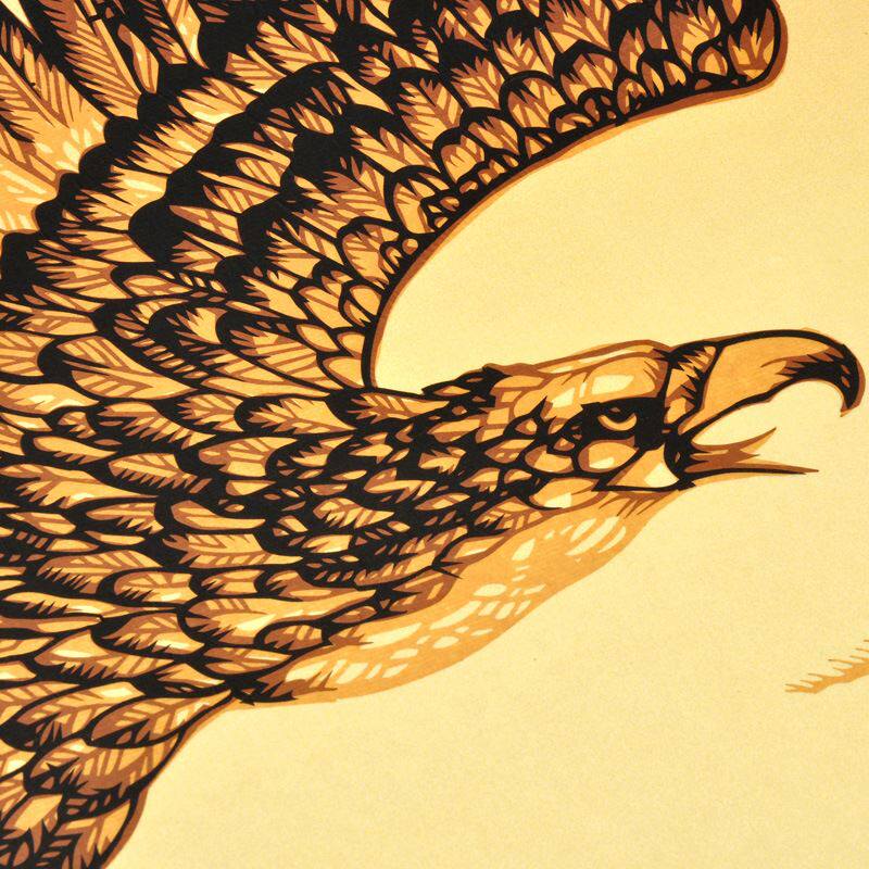 厂家供应批发多层套色手工剪纸画 大展鸿图客厅办公室装饰挂轴画