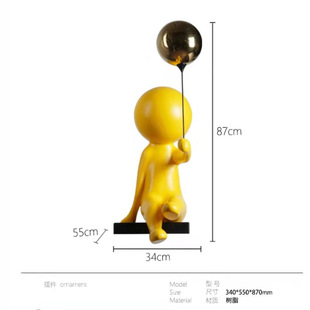 网红气球伸腿人简约大理石玻璃钢办公室电视柜售楼部房间桌面摆件