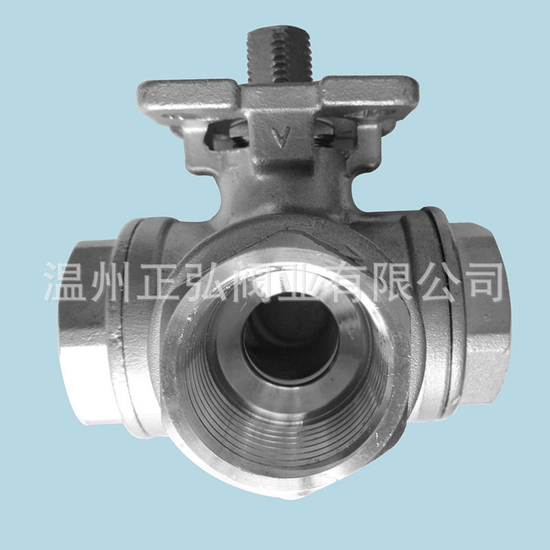 现货304不锈钢高平台L/T型三通球阀 CF8M球阀6分 1000WOG气动阀门