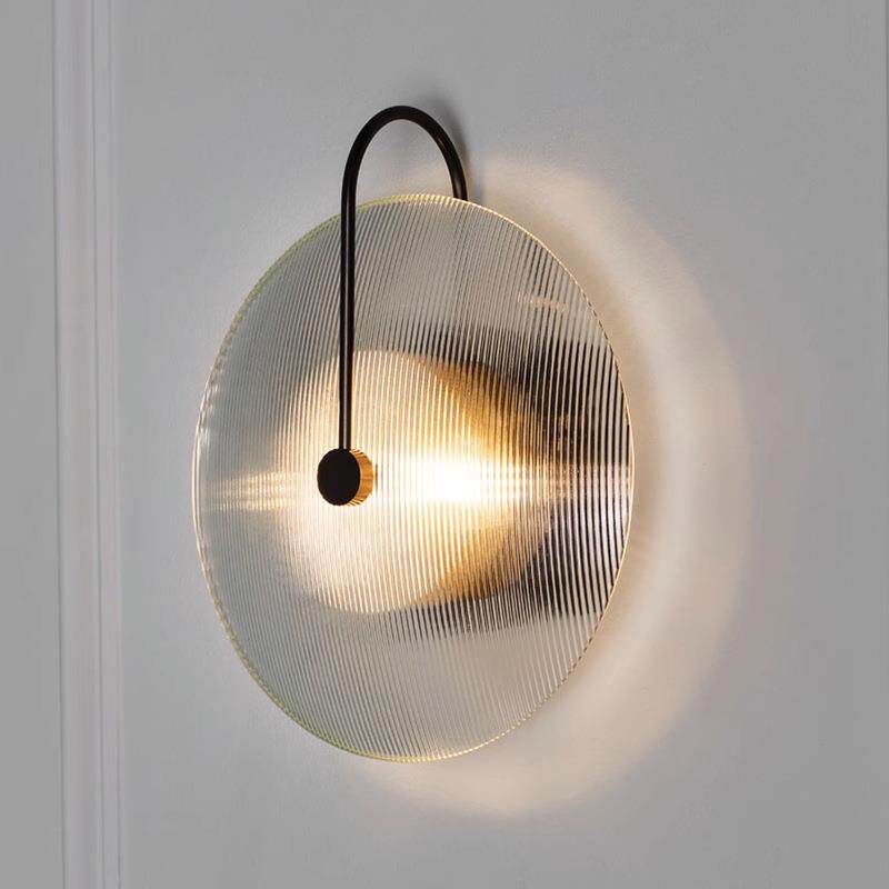 北欧极简壁灯轻奢主卧室床头灯客厅楼梯墙灯玻璃圆形壁灯玄关创意