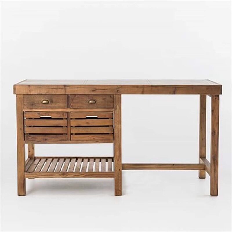 美式乡村覆古全实木餐柜客厅单独玄关柜厨房中岛料理操作备餐桌图片