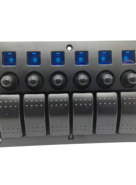 厂家YUJIE/宇捷   六位带过载保护水晶单横杠蓝灯面盖开关面板