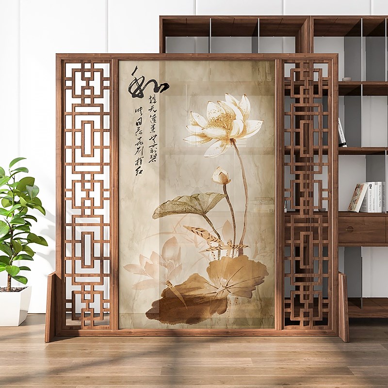隔断帘屏风可移动客厅卧室遮挡新中式中医进门玄关实木办公室茶室