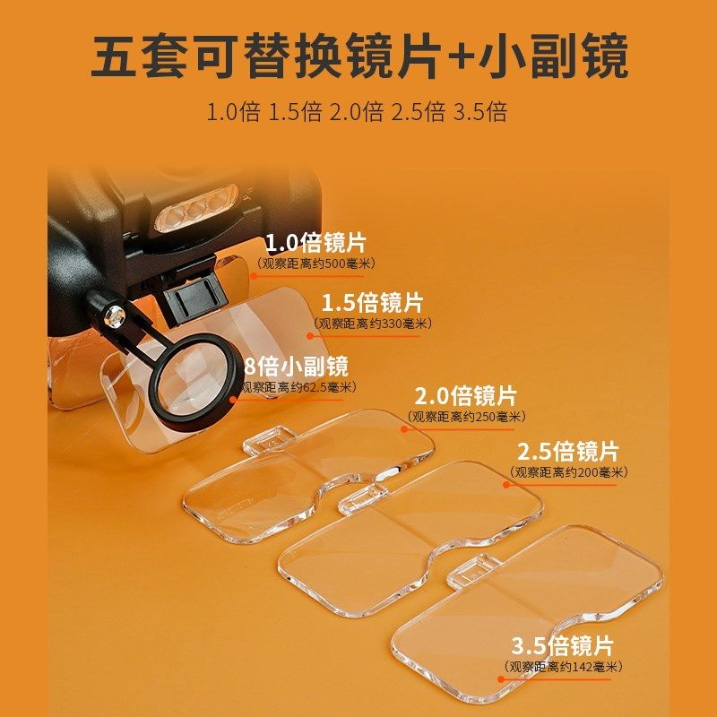 头戴式放大镜维修专用高清倍手机电路板修理手表充电老人阅读专用