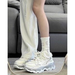 高定版！白色老爹鞋女款运动休闲鞋厚底百搭2025年春夏增高跑步鞋