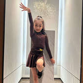 DNW秋冬少儿演出舞蹈裙练习舞服女童表演服装 儿童拉丁练功服舞服