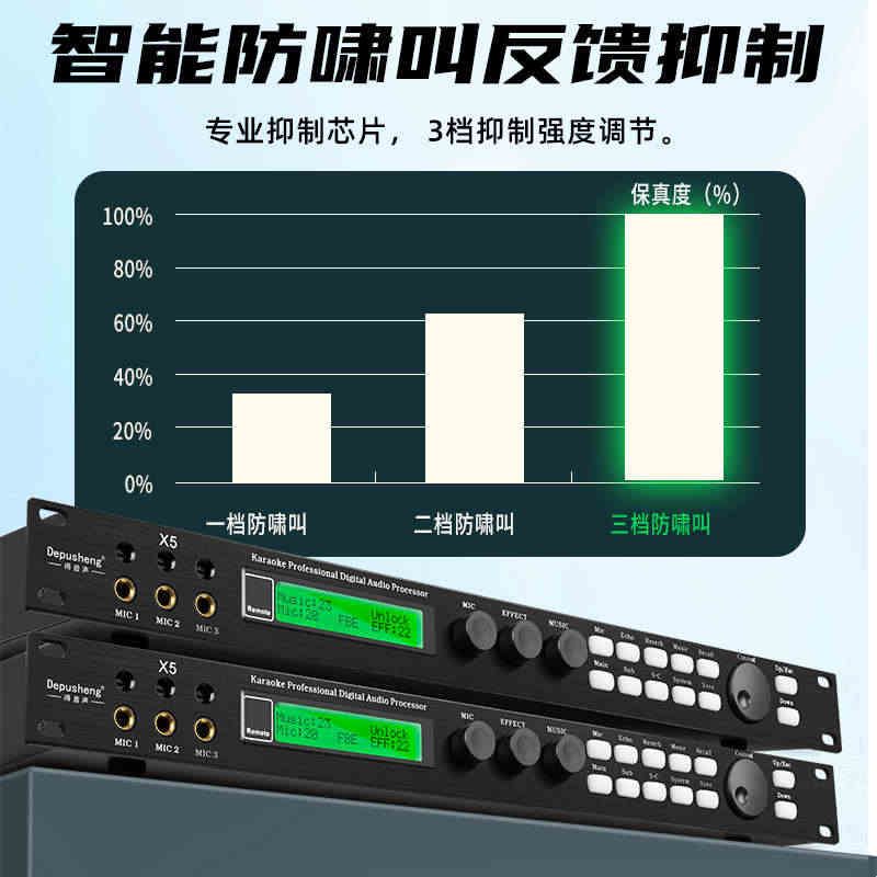 得普声X5前级效果器专业K歌混响防啸叫数字音频处理器家用KTV舞台图片