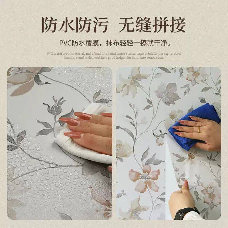 复古花纹贴纸防水自粘壁纸房间客厅背景墙贴厨房防油家具翻新装饰