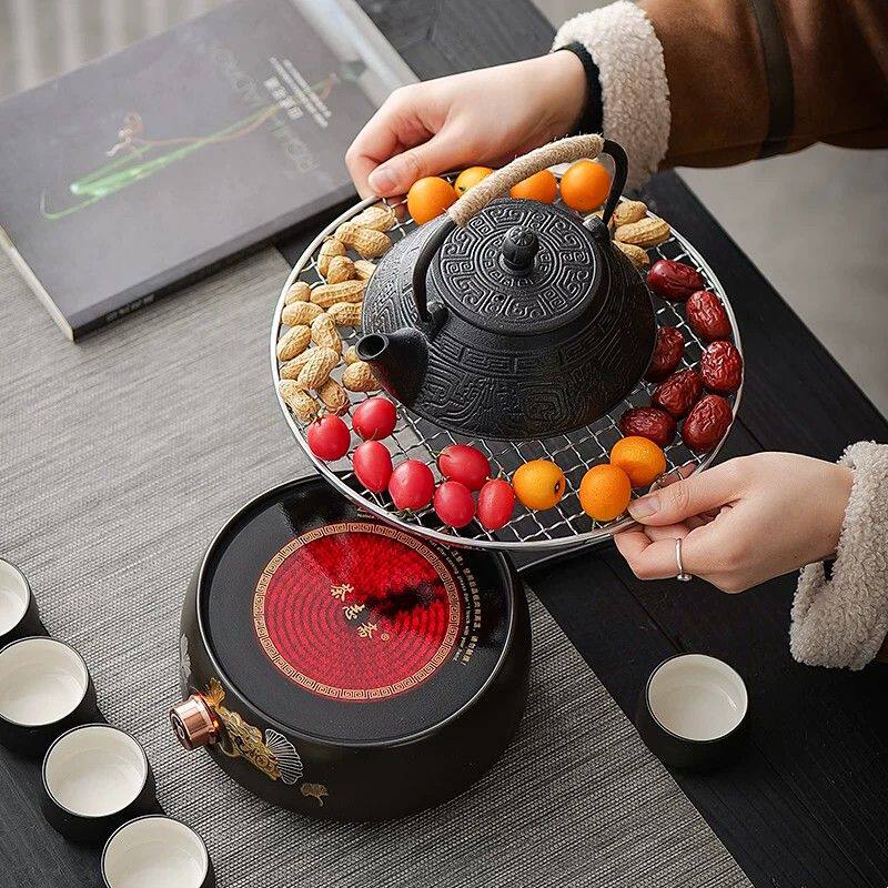 电陶炉铁壶煮茶壶烧水壶泡茶专用电陶炉老式铸铁茶壶围炉煮茶